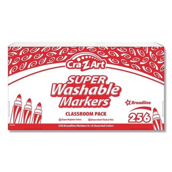 Cra-Z-Art Super Washable Markers Classpack, Broad Bullet Tip, 256 Asstd Colors 740091